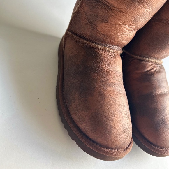UGG Brown Metallic Genuine Leather Sheepskin Lining Classic Tall Boots size 6 - Picture 5 of 15